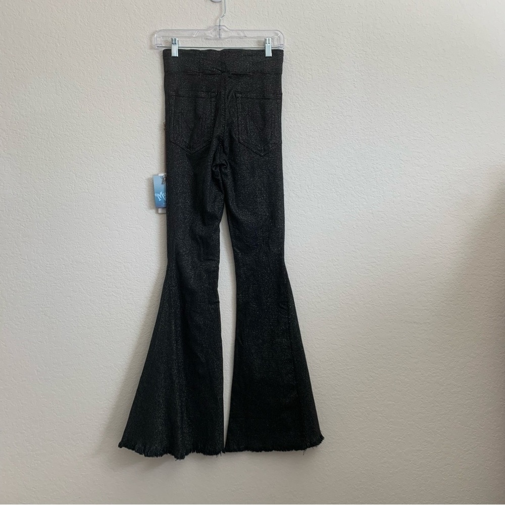 Show me your mumu Womens Berkeley Bells charcoal Shimmer flare jeans XS NEW - Picture 6 of 13